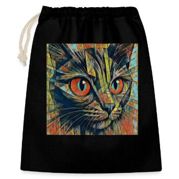Yeux de chat colorés ART - Sac cadeau 40 x 50 cm - noir - Devant
