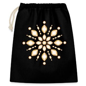 bernsteinfarbenes Edelstein Schmuckornament Motiv - Geschenkbeutel aus Baumwolle (40 x 50 cm) - Schwarz - Vorne