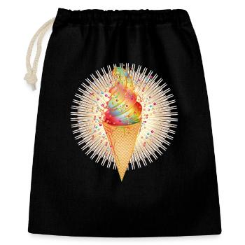 Cheerful soft cream motif with rainbow colours - Gift Bag 40 x 50 cm - black - Front
