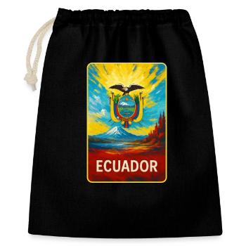 Ecuador - Farbenfrohes Emblem - Geschenkbeutel aus Baumwolle (40 x 50 cm) - Schwarz - Vorne
