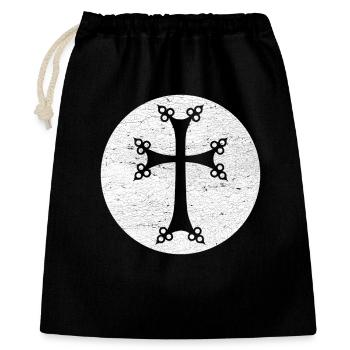 Stylized Armenian Cross in White Circle - Gift Bag 40 x 50 cm - black - Front
