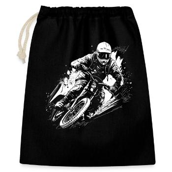 BMX Biker Zeichnung - Geschenkbeutel aus Baumwolle (40 x 50 cm) - Schwarz - Vorne