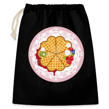 Golden waffles with fruit and cream motif - Gift Bag 40 x 50 cm - black - Front