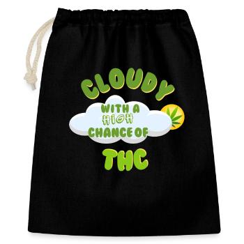 Wolkiges THC-Feier-Design - Geschenkbeutel aus Baumwolle (40 x 50 cm) - Schwarz - Vorne