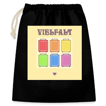 VIELFALT INKLUSION PRIDE KOFFER - Geschenkbeutel aus Baumwolle (40 x 50 cm) - Schwarz - Vorne