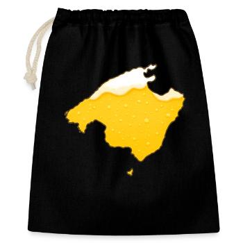 Mallorca Landkarte als Bier - Geschenkbeutel aus Baumwolle (40 x 50 cm) - Schwarz - Vorne