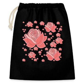 Pastellfarbene ausgefallene Rosen - Geschenkbeutel aus Baumwolle (40 x 50 cm) - Schwarz - Vorne