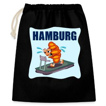 FRANZBRÖTCHEN HAMBURG - LAUFEN LAUFBAND - Geschenkbeutel aus Baumwolle (40 x 50 cm) - Schwarz - Vorne