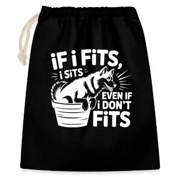 If I Fits I Sits Husky Funny Dog Quote  - Gift Bag 40 x 50 cm - black - Front