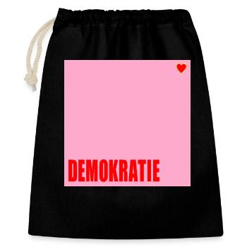 Politik Demokratie Herz - Geschenkbeutel aus Baumwolle (40 x 50 cm) - Schwarz - Vorne