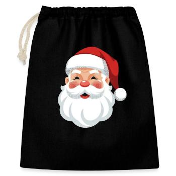 Père Noël joyeux avec illustration de chapeau rouge - Sac cadeau 40 x 50 cm - noir - Devant