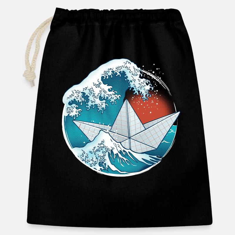 Bateau en papier de style origami - Sac cadeau 40 x 50 cm - noir