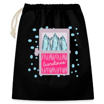 FISCHDOSE SARDINEN FISCHE DOSE - Geschenkbeutel aus Baumwolle (40 x 50 cm) - Schwarz - Vorne