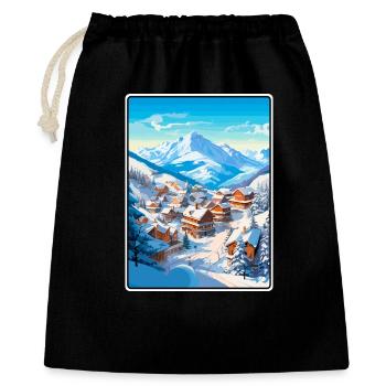 Meribel France Vintage-Reiseplakat Cityscape WPA - Geschenkbeutel aus Baumwolle (40 x 50 cm) - Schwarz - Vorne