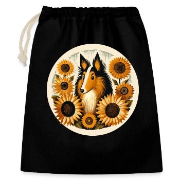 Whimsical Collie with Sunflower Frame - Gift Bag 40 x 50 cm - black - Front