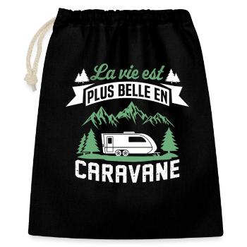 La Vie Est Plus Belle En Caravane   - Sac cadeau 40 x 50 cm - noir - Devant