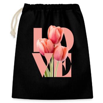 Elegantes Tulpenblumendesign für Bekleidung - Geschenkbeutel aus Baumwolle (40 x 50 cm) - Schwarz - Vorne