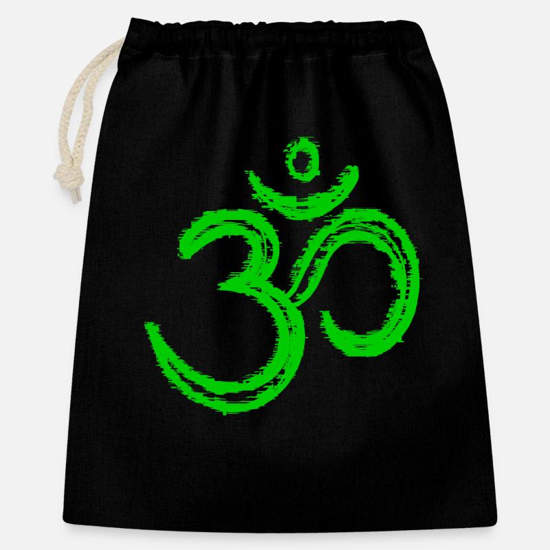 Om Symbol – Neon Glitch Spiritual Art - Geschenkbeutel aus Baumwolle (40 x 50 cm) - Schwarz