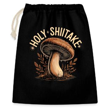 Champignon Shiitake sacré - Drôle de dicton - Sac cadeau 40 x 50 cm - noir - Devant
