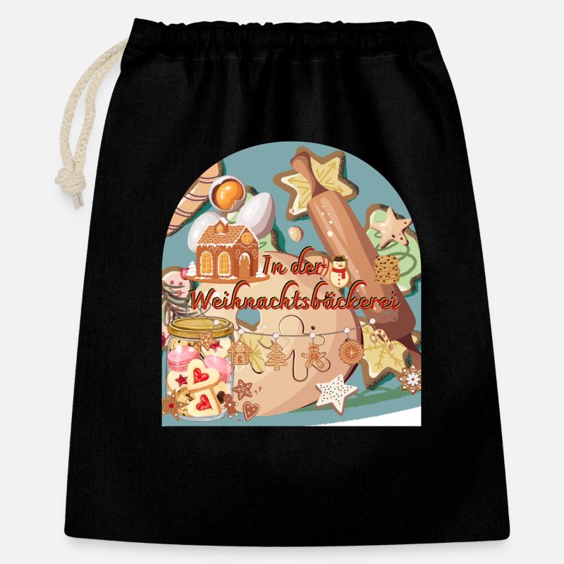 Christmas Time In The Christmas Bakery Bow Shape - Gift Bag 40 x 50 cm - black