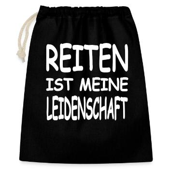 Reiten - Geschenkbeutel aus Baumwolle (40 x 50 cm) - Schwarz - Vorne