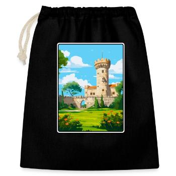 Chaves Portugal Schloss Turm Unter Blauem Himmel Poster - Geschenkbeutel aus Baumwolle (40 x 50 cm) - Schwarz - Vorne