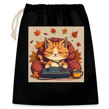 Gaming Cat - Geschenkbeutel aus Baumwolle (40 x 50 cm) - Schwarz - Vorne