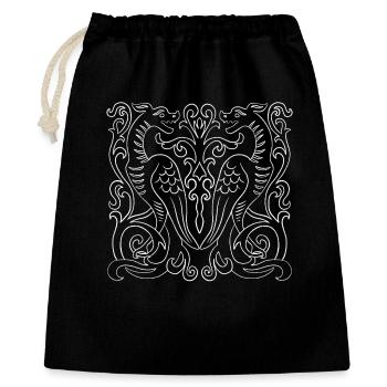 Dragon jumeau - Sac cadeau 40 x 50 cm - noir - Devant