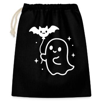 Ghost with Bat – Halloween Motif - Gift Bag 40 x 50 cm - black - Front