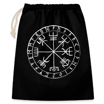 Vegvísir Runen Kompass Wikinger Symbol Design - Geschenkbeutel aus Baumwolle (40 x 50 cm) - Schwarz - Vorne