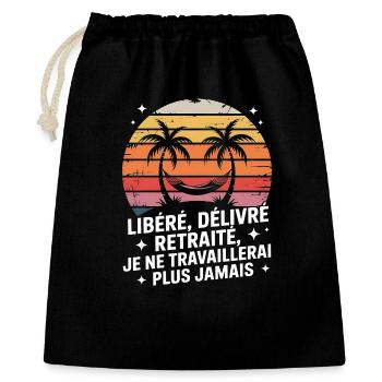 Coucher de soleil palmiers Liberté Retraite - Sac cadeau 40 x 50 cm - noir - Devant