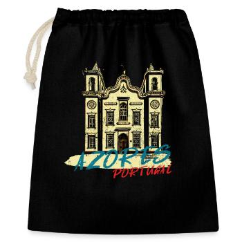 Typische Azorenkirche Illustration Portugal - Geschenkbeutel aus Baumwolle (40 x 50 cm) - Schwarz - Vorne