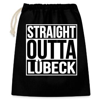 Straight Outta Lübeck - Geschenkbeutel aus Baumwolle (40 x 50 cm) - Schwarz - Vorne