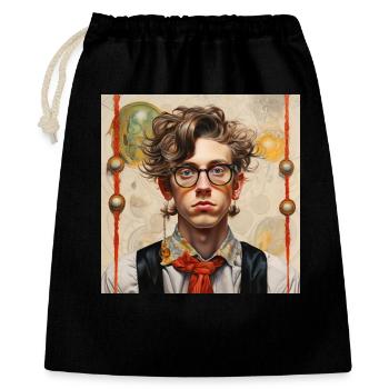 Jeune homme aux lunettes de style vintage cheveux emmêlés - Sac cadeau 40 x 50 cm - noir - Devant