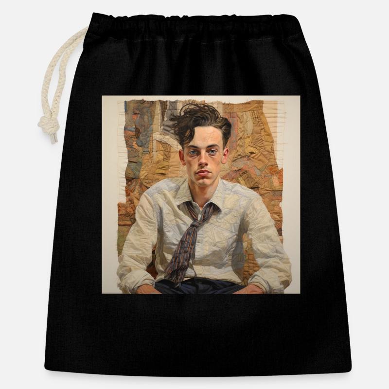 Patchwork Portrait Vintage - Gift Bag 40 x 50 cm - black