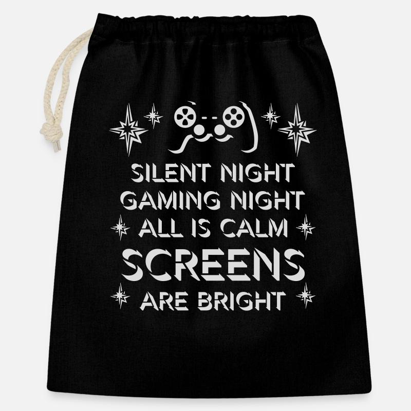 Silent Night Gaming Night All Calm Screens Bright - Gift Bag 40 x 50 cm - black