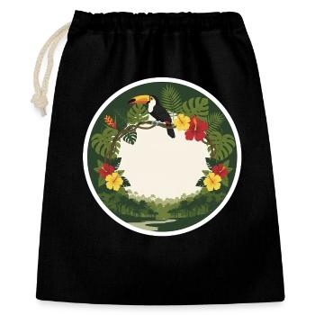Tropical toucans and circular foliage - Gift Bag 40 x 50 cm - black - Front