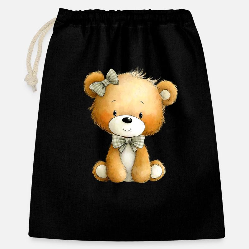 seated teddy bear - Gift Bag 40 x 50 cm - black