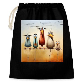 volée d’oiseaux sur un fil - Sac cadeau 40 x 50 cm - noir - Devant