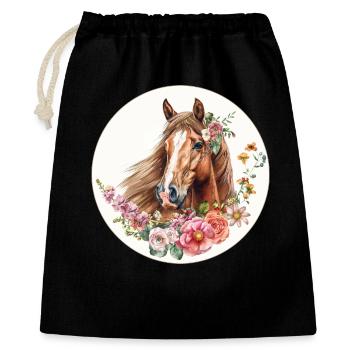 Fleurs de cheval - Sac cadeau 40 x 50 cm - noir - Devant