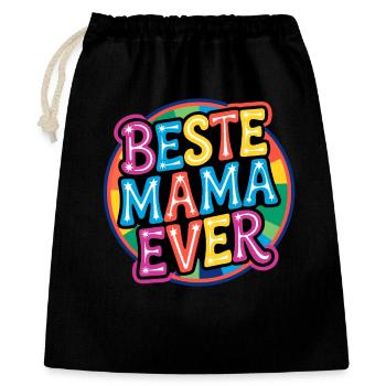 Beste Mama Ever - Bunte Retro Schrift - Geschenkbeutel aus Baumwolle (40 x 50 cm) - Schwarz - Vorne