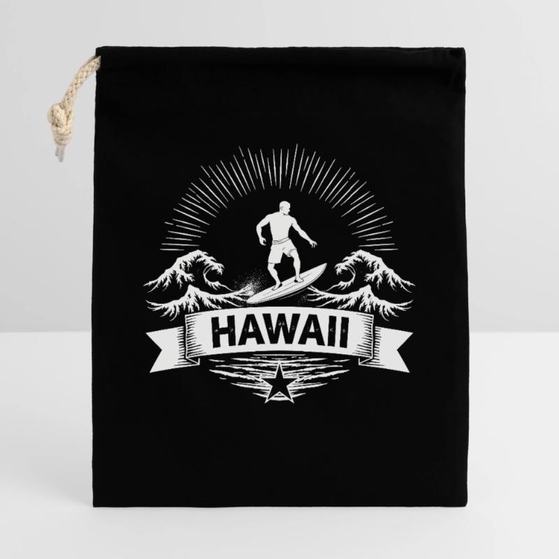 Hawaii Surfer Surfer on Pacific Wave Gift Bag 40 x 50 cm