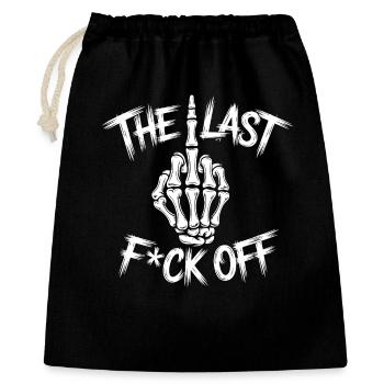 The Last F*ck Off – Skelett-Mittelfinger Design - Geschenkbeutel aus Baumwolle (40 x 50 cm) - Schwarz - Vorne