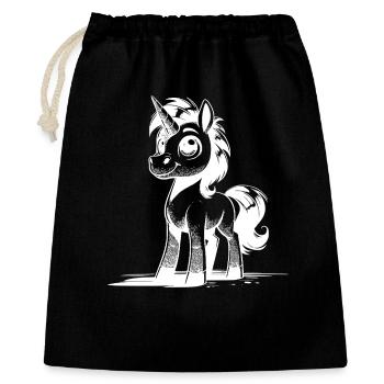Magisches süsses Einhorn das dich anlacht - Geschenkbeutel aus Baumwolle (40 x 50 cm) - Schwarz - Vorne