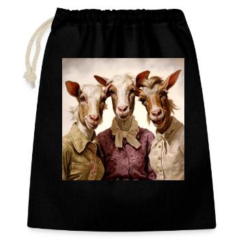 Trio rétro de chèvres dans le style vintage - Sac cadeau 40 x 50 cm - noir - Devant