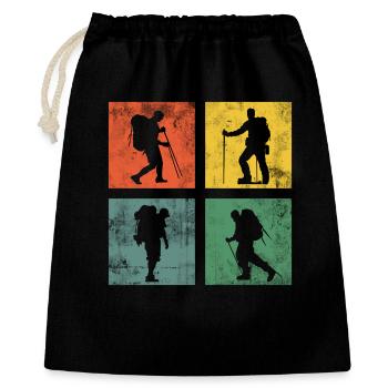 Wandern Wanderung Berge Retro - Geschenkbeutel aus Baumwolle (40 x 50 cm) - Schwarz - Vorne
