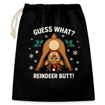 Devine quoi blague de Noël sur les fesses de renne - Sac cadeau 40 x 50 cm - noir - Devant