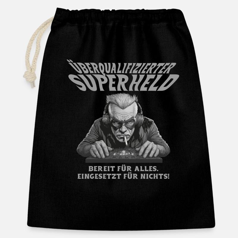 Overqualified Superhero - For All Heroes - Gift Bag 40 x 50 cm - black