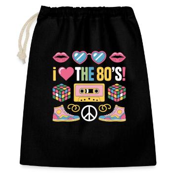 J’adore les années 80 - Sac cadeau 40 x 50 cm - noir - Devant