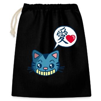 Chat manga kawaii - Sac cadeau 40 x 50 cm - noir - Devant
